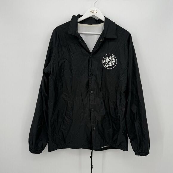 Santa Cruz *Flaws* Mens Windbreaker Snap Button Jacket Size Medium Skate - Picture 1 of 11